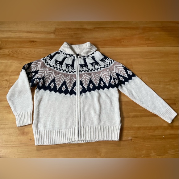bp Sweaters - Fair Isle White and Black Full Zip Sweater